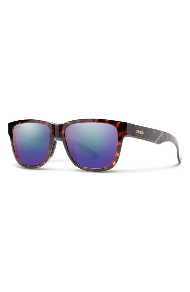 Smith Lowdown Slim 2 53mm ChromaPop Polarized Square Sunglasses in Tortoise /Violet Mirror Cover