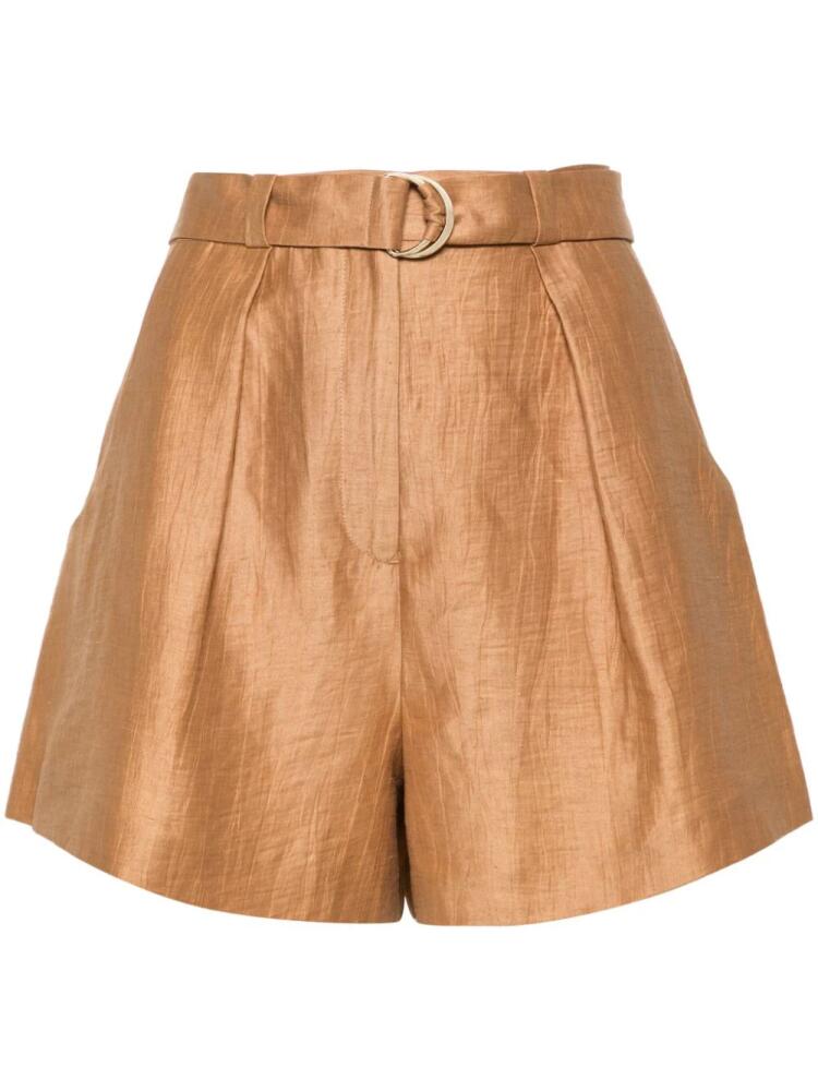 Maje inverted-pleat belted shorts - Neutrals Cover