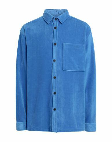 Topman Topman Polar Fleece Shirt In Cobolt Blue Man Shirt Azure Polyester Cover