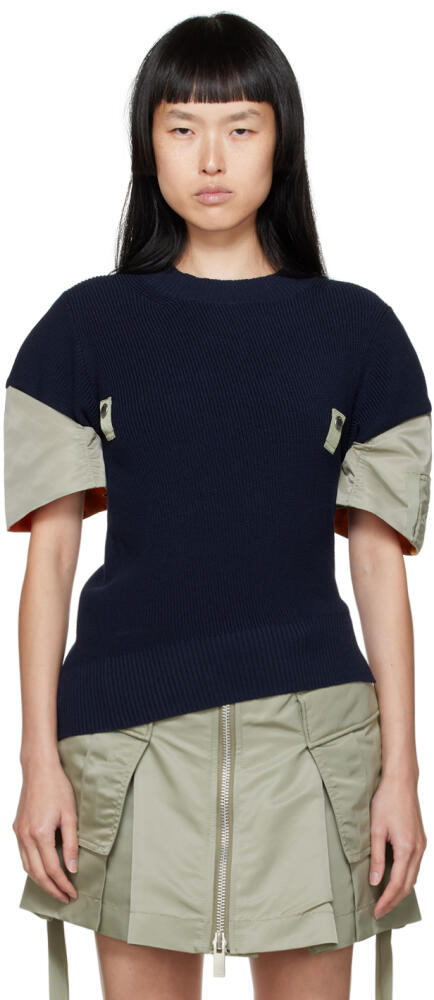 sacai Navy & Khaki Mix Sweater Cover