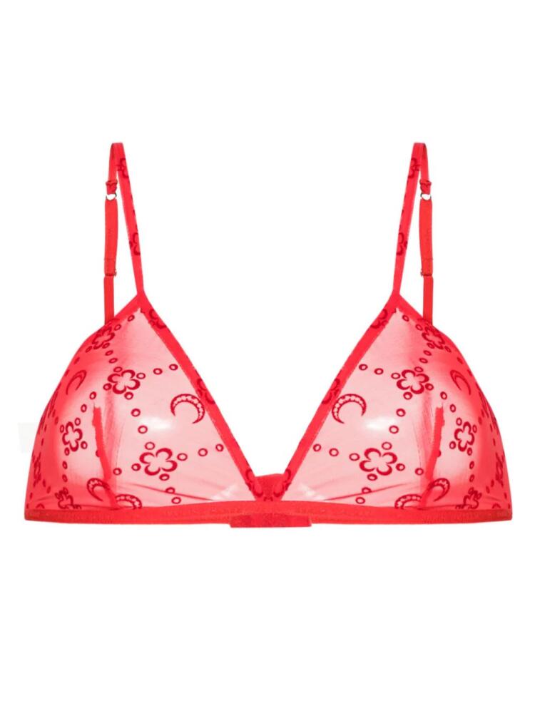 Marine Serre Regenerated Moonogram flocked tulle bralette - Red Cover