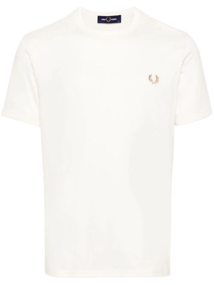 Fred Perry logo-embroidered cotton T-shirt - Neutrals Cover