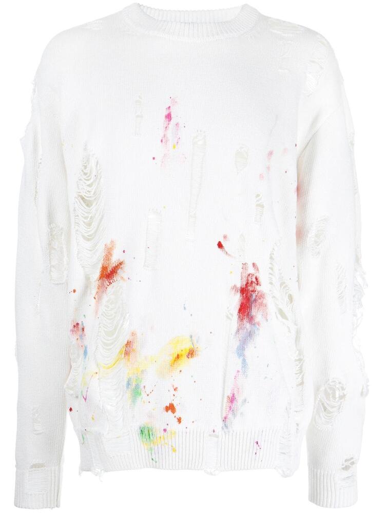 Mostly Heard Rarely Seen distressed paint-splatter sweatshirt - White Cover