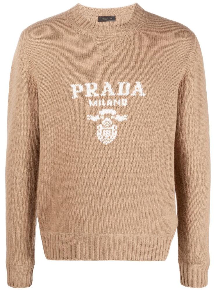 Prada logo-intarsia cashmere-wool jumper - Brown Cover