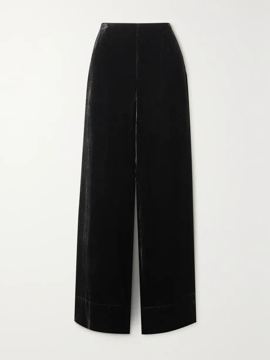 TOTEME - Velvet Wide-leg Pants - Black Cover