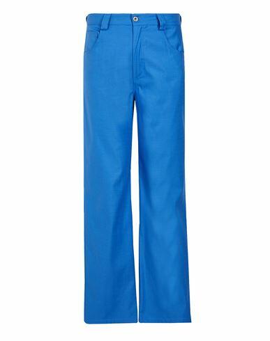 8 By Yoox Cotton Wide Leg Trousers Man Pants Bright blue Cotton Cover