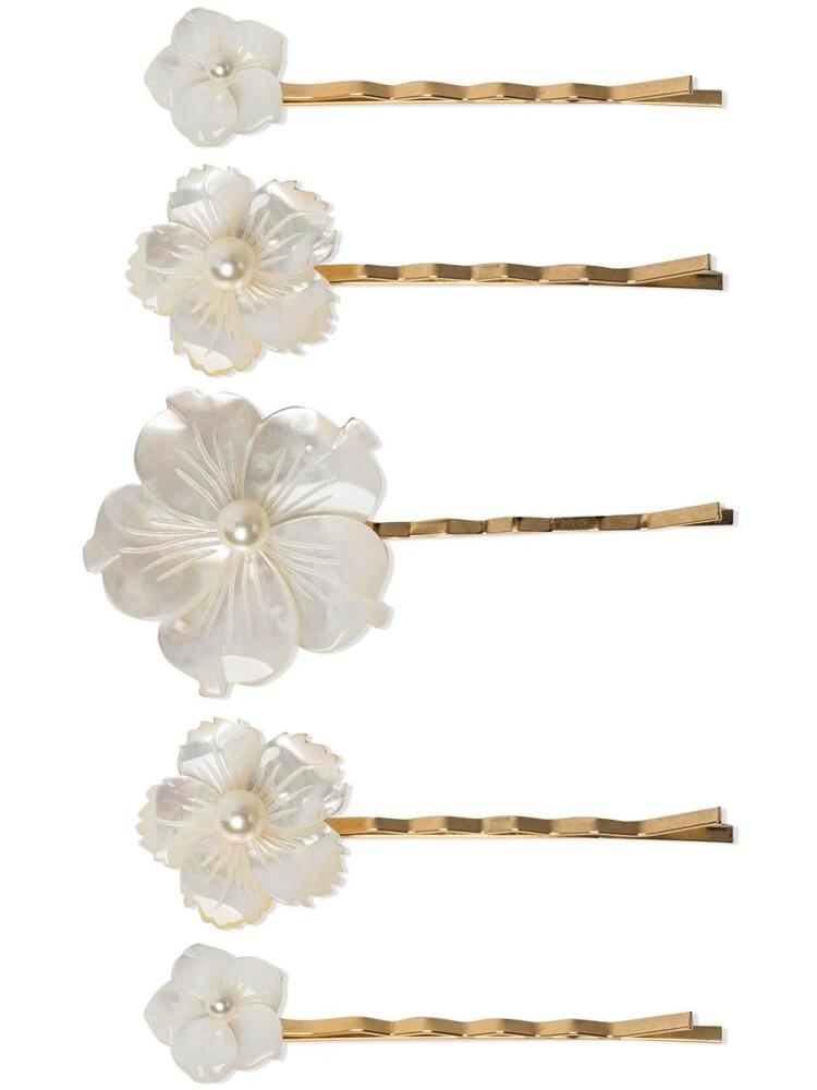 Jennifer Behr floral-pearl bobby pin set - White Cover