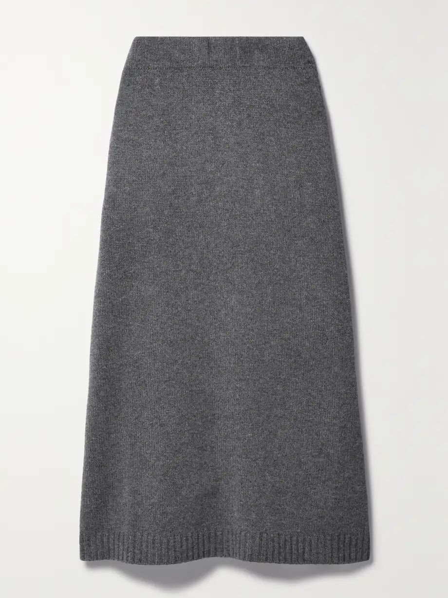 Brunello Cucinelli - Wool, Cashmere And Silk-blend Midi Skirt - Gray Cover