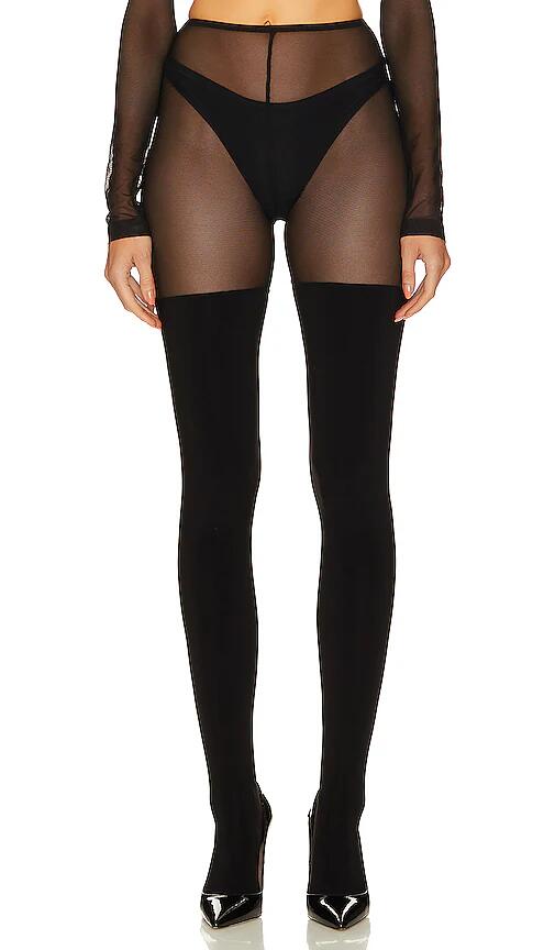 Norma Kamali Thigh High Spliced Legging With Footsie in Black Cover