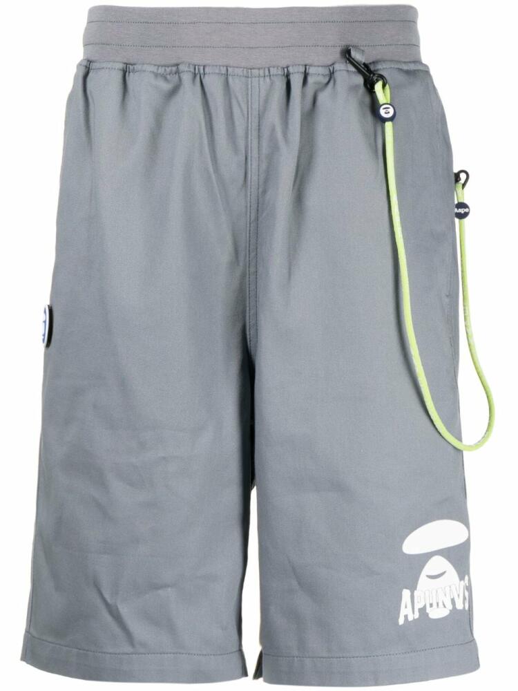 AAPE BY *A BATHING APE® logo-print cotton shorts - Grey Cover