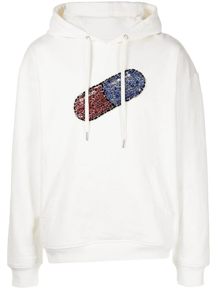 God's Masterful Children Pill crystal-embellished hoodie - White Cover