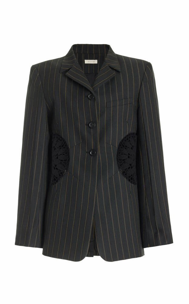 Diotima - Long Tower Embroidered Twill Crepe Blazer - Black Cover