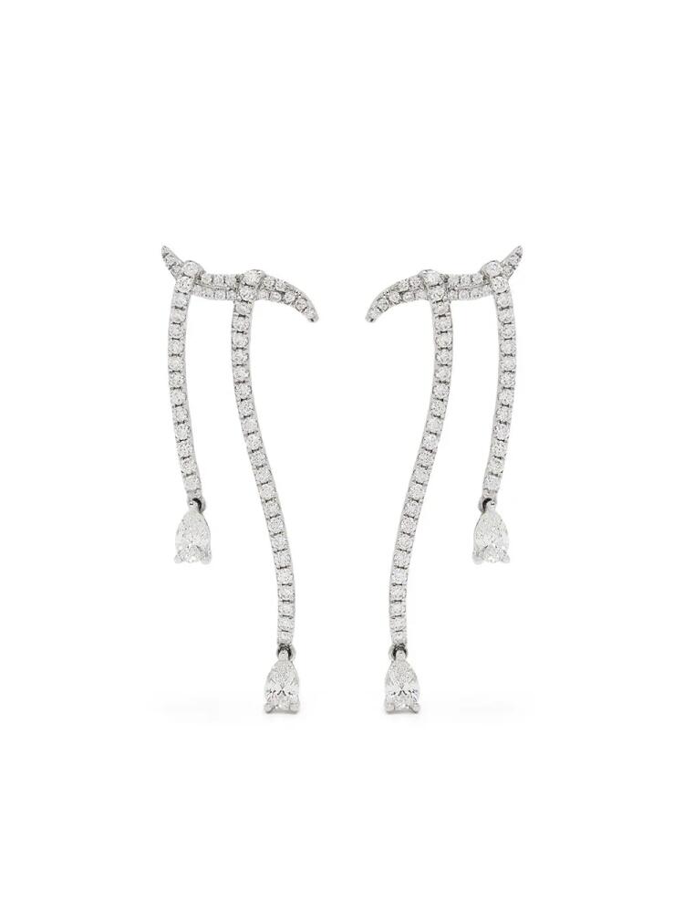 Stefere 18kt white gold diamond drop earrings - Silver Cover