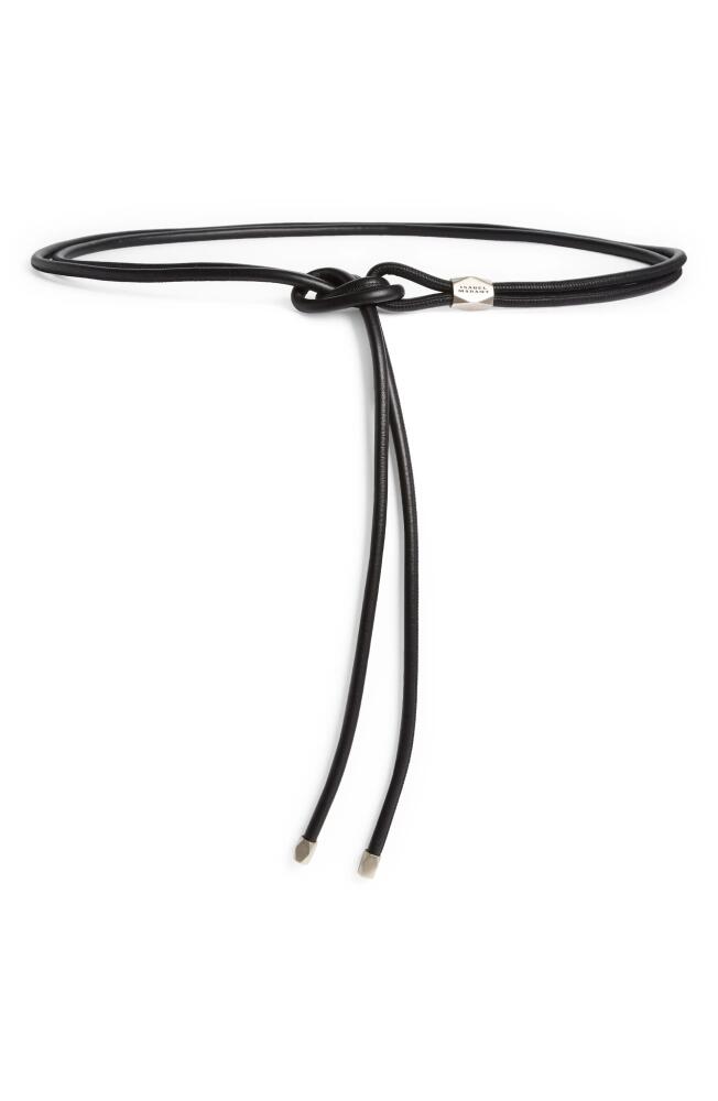 Isabel Marant Silvia Leather Belt in Black/Silver Cover