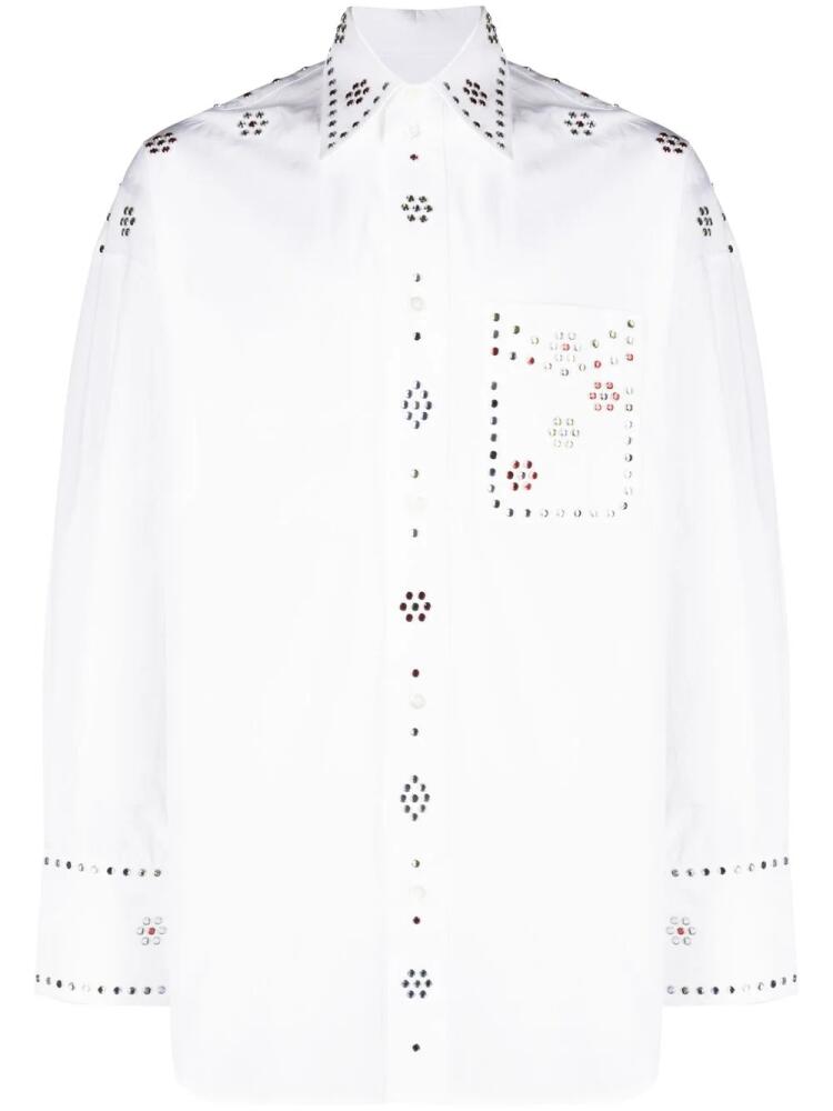 BLUEMARBLE rhinestone-embellished cotton shirt - White Cover