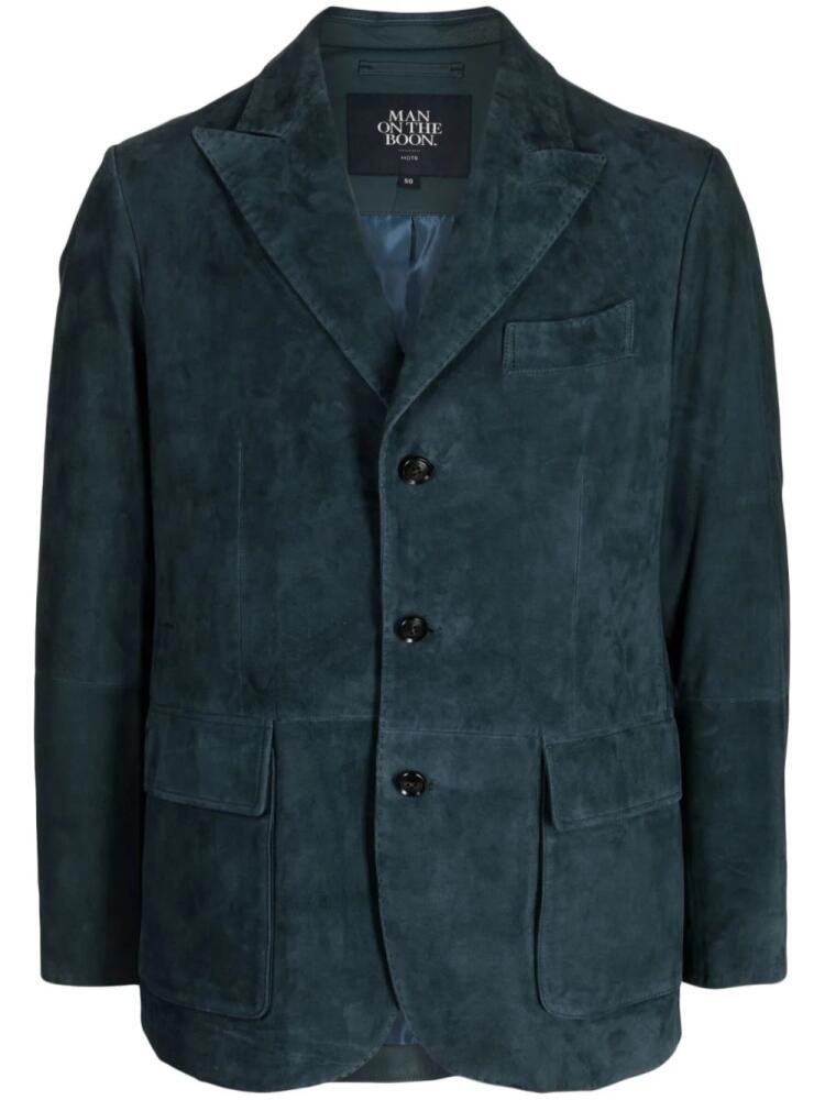 Man On The Boon. single-breasted suede blazer - Blue Cover