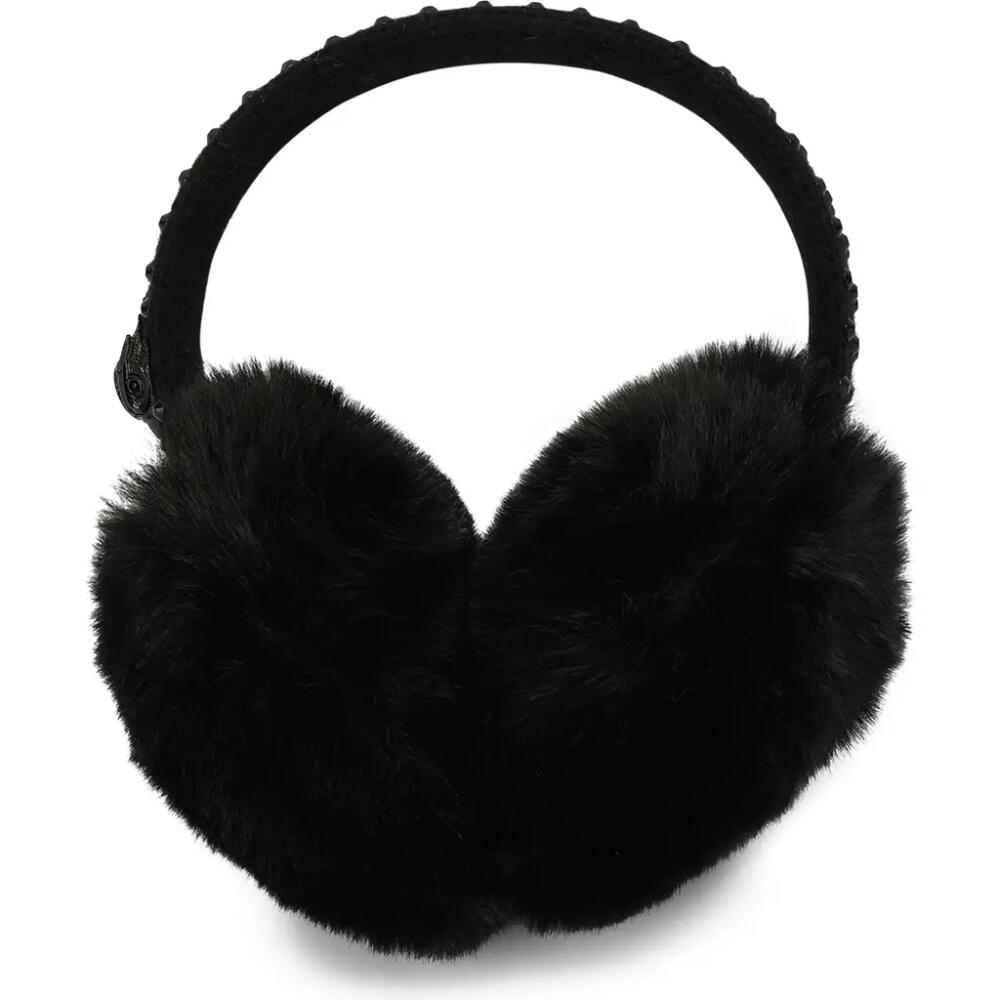 Kurt Geiger London Crystal Faux Fur Ear Muffs in Black Cover