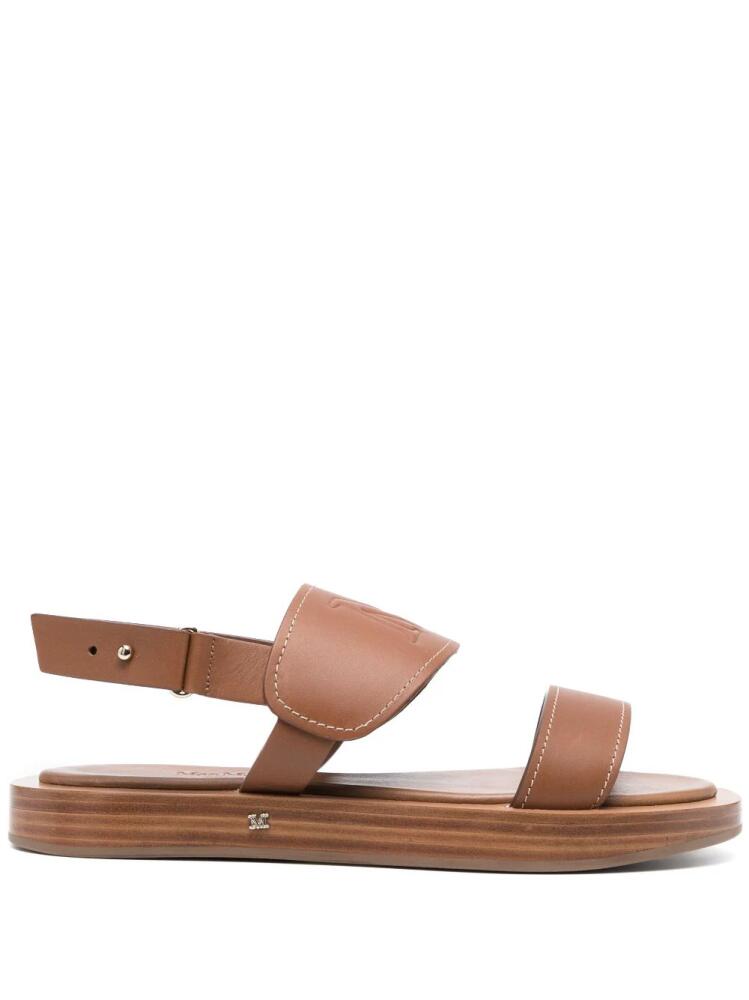 Max Mara embossed-logo leather sandals - Brown Cover