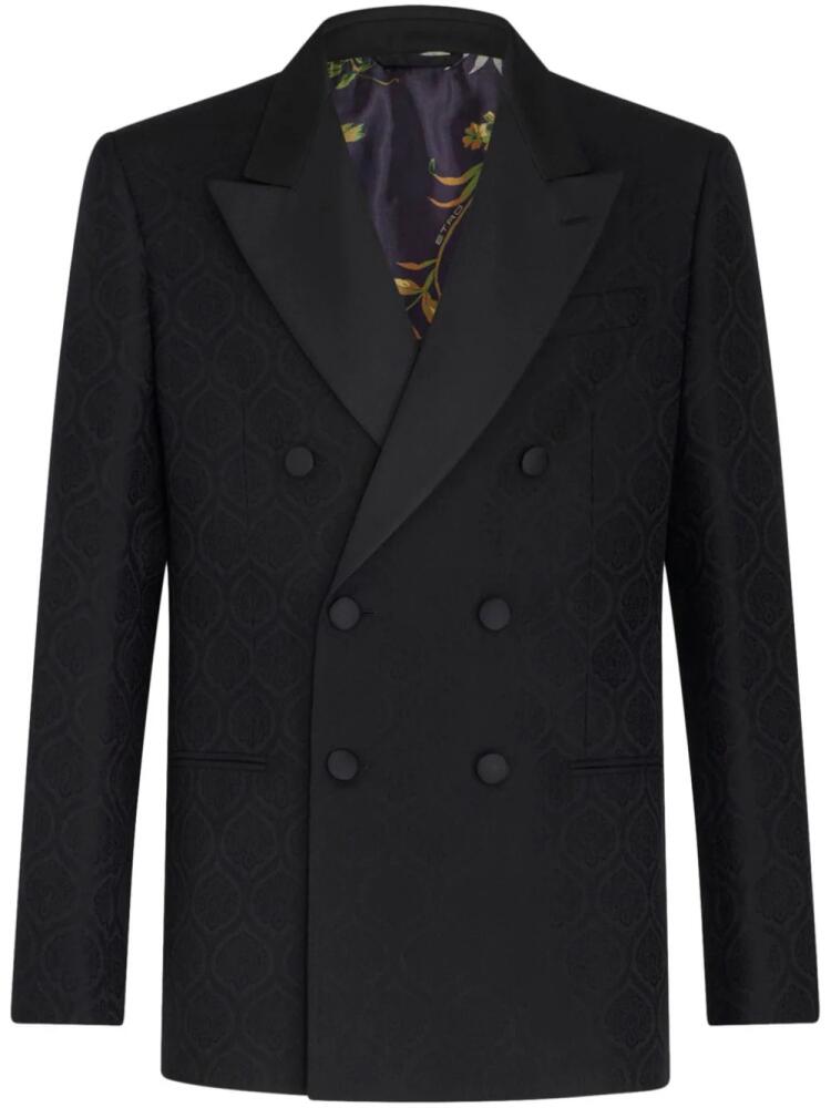 ETRO jacquard double-breasted blazer - Black Cover