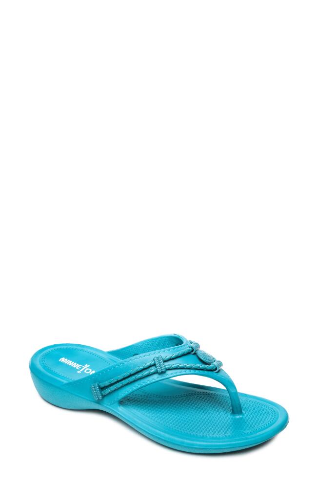 Minnetonka Silverthorne Prism Flip Flop in Turquoise Suede Cover