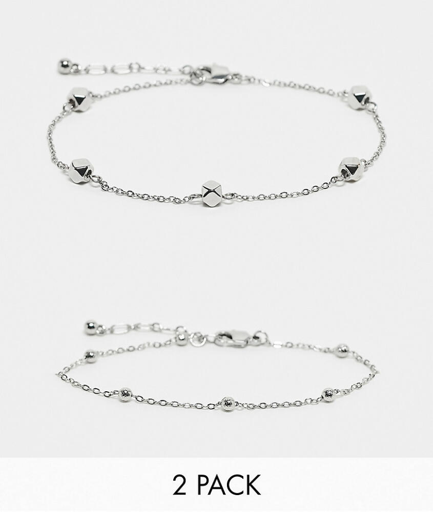 Topshop Ari pack of 2 anklets with ball chain in silver tone Cover