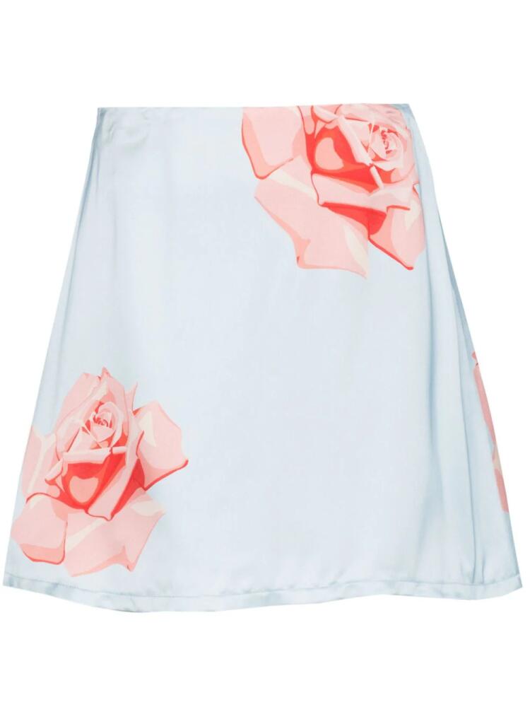 Kenzo "Kenzo Rose" satin mini skirt - Blue Cover