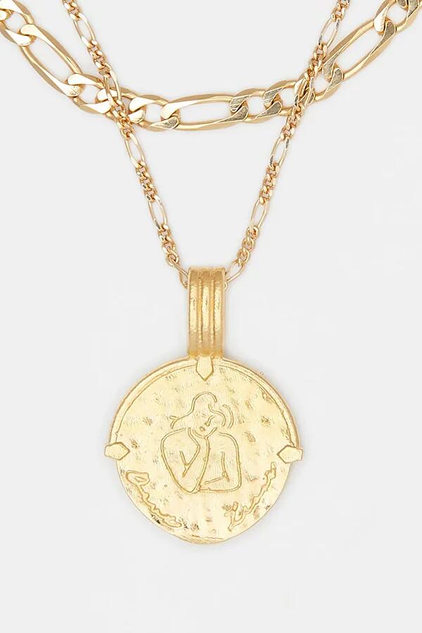 Deux Lions Jewelry Gold Sicilian Zodiac Layered Necklace in Virgo Cover