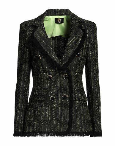 Gai Mattiolo Woman Blazer Black Polyester, Cotton, Acrylic, Virgin Wool, Metal Cover