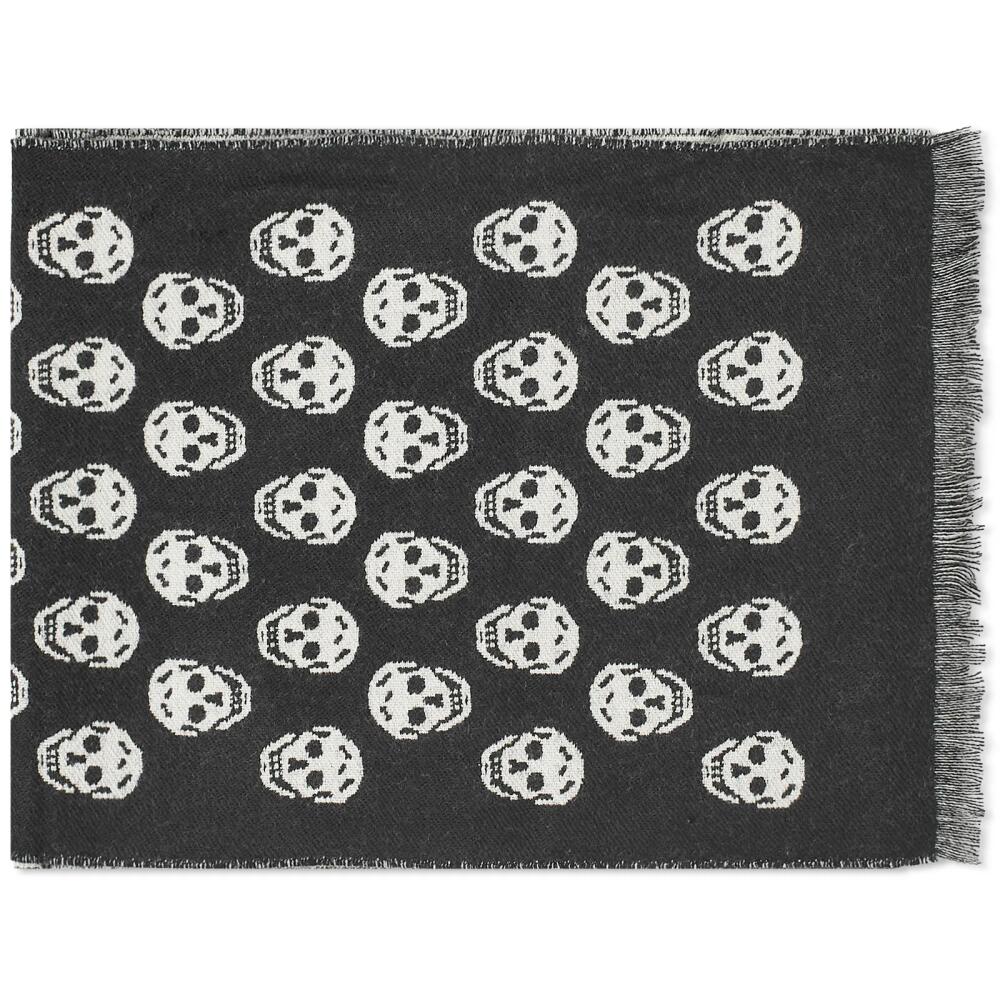 Alexander McQueen Men's Reversible Wool Skull Scarf in Black/Ivory Cover