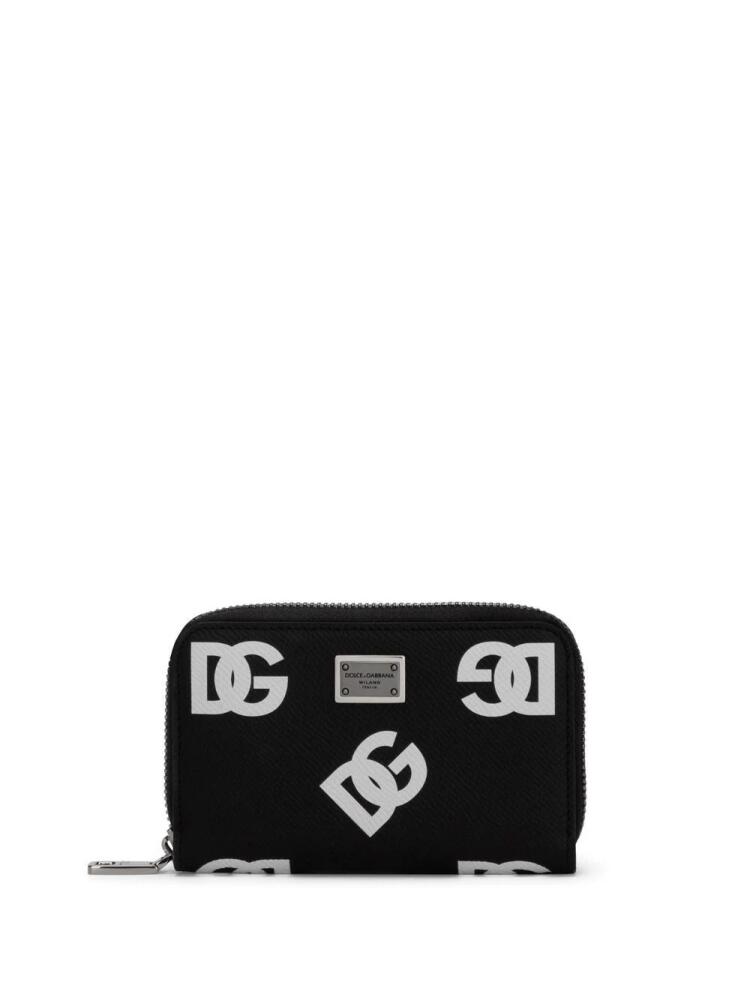 Dolce & Gabbana DG-logo leather zip-around wallet - Black Cover