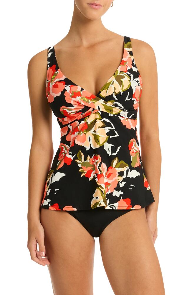 Sea Level Juniper Cross Front Tankini Top in Black Cover