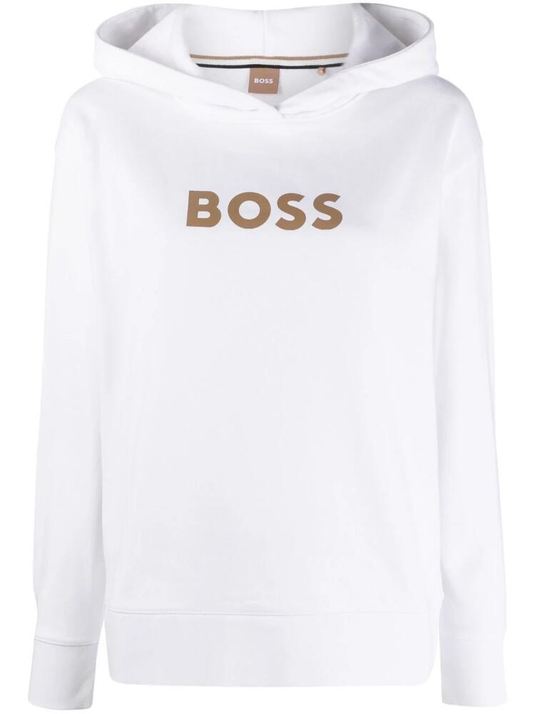 BOSS logo-print hoodie - White Cover