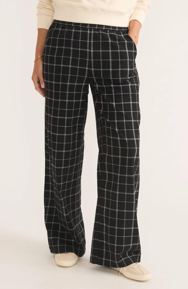 Marine Layer Allison Check Wide Leg Tencel® Lyocell Pants in Black/White Check Cover