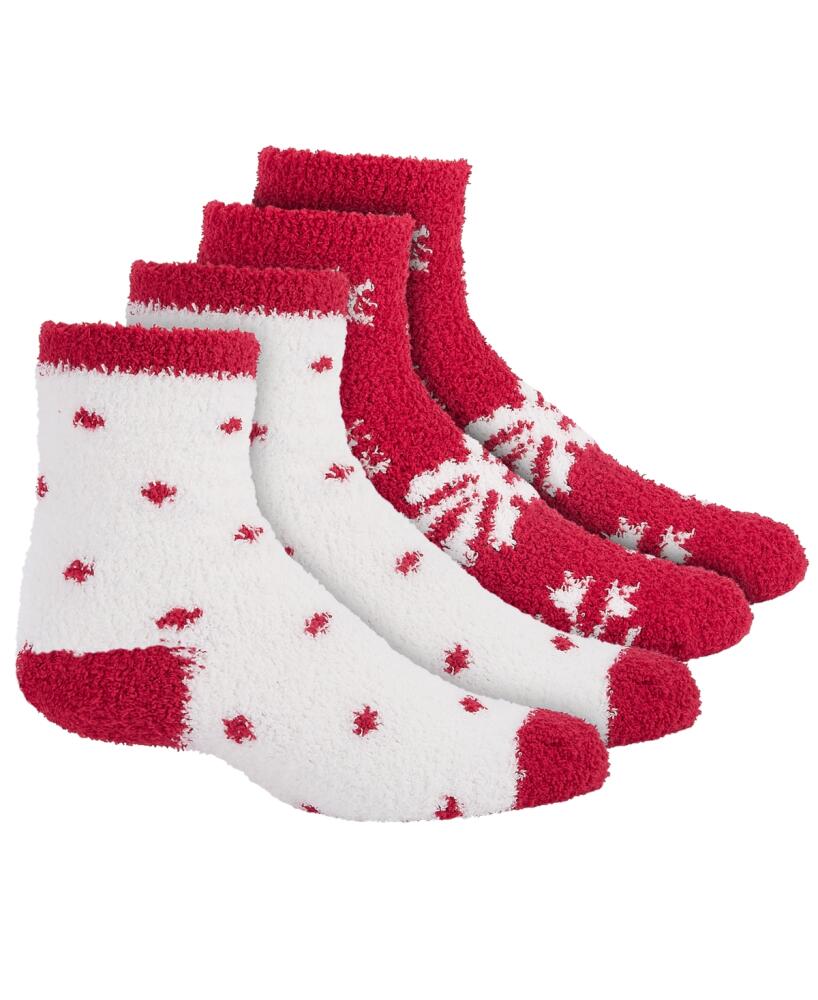 Charter Club Women's 2-Pk. Holiday Fuzzy Butter Socks, Created for Macy's - Snowflakes Fire Brick Cover