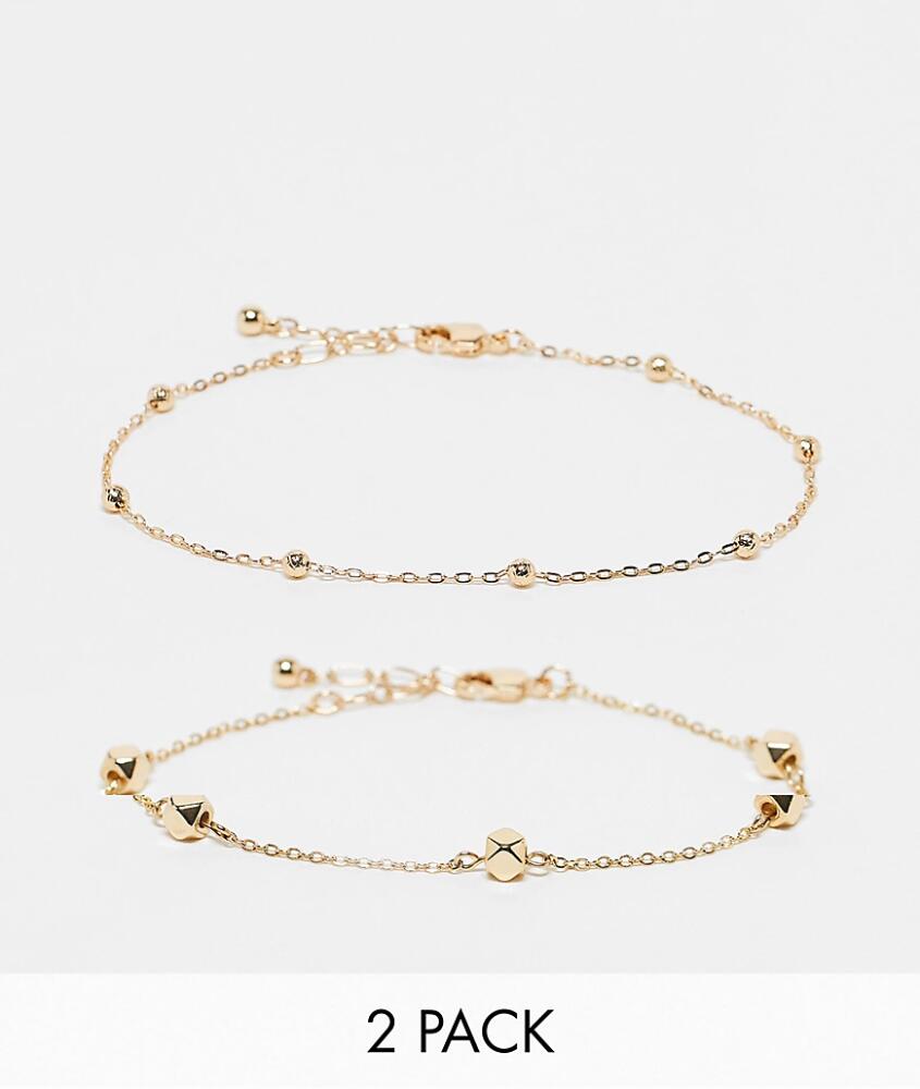 Topshop Ari pack of 2 anklets with ball chain in gold tone Cover