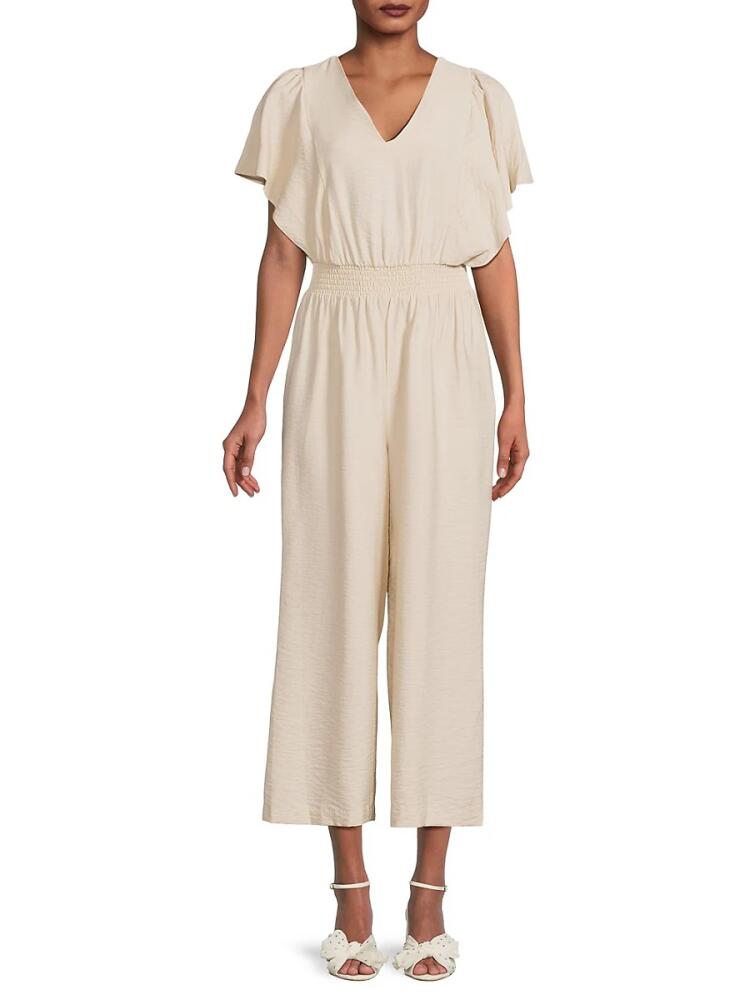 DKNY Women's Wide Leg Blouson Jumpsuit - Beige Cover