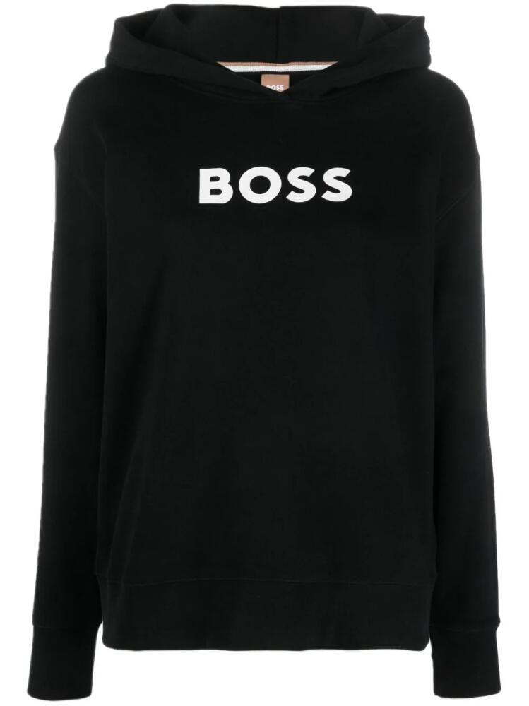 BOSS logo-print organic cotton hoodie - Black Cover