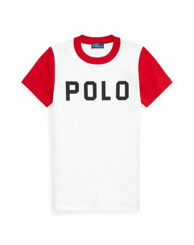 Polo Ralph Lauren Color-blocked Logo Ribbed Cotton Tee Woman T-shirt Red Cotton Cover