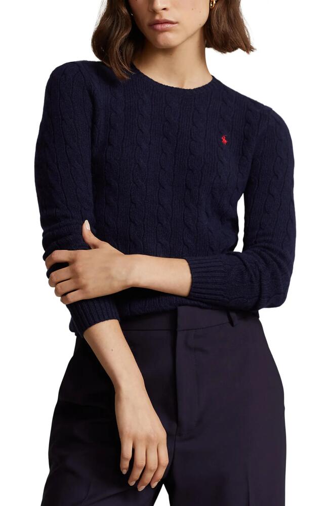 Polo Ralph Lauren Julianna Wool & Cashmere Cable Stitch Sweater in Hunter Navy Cover