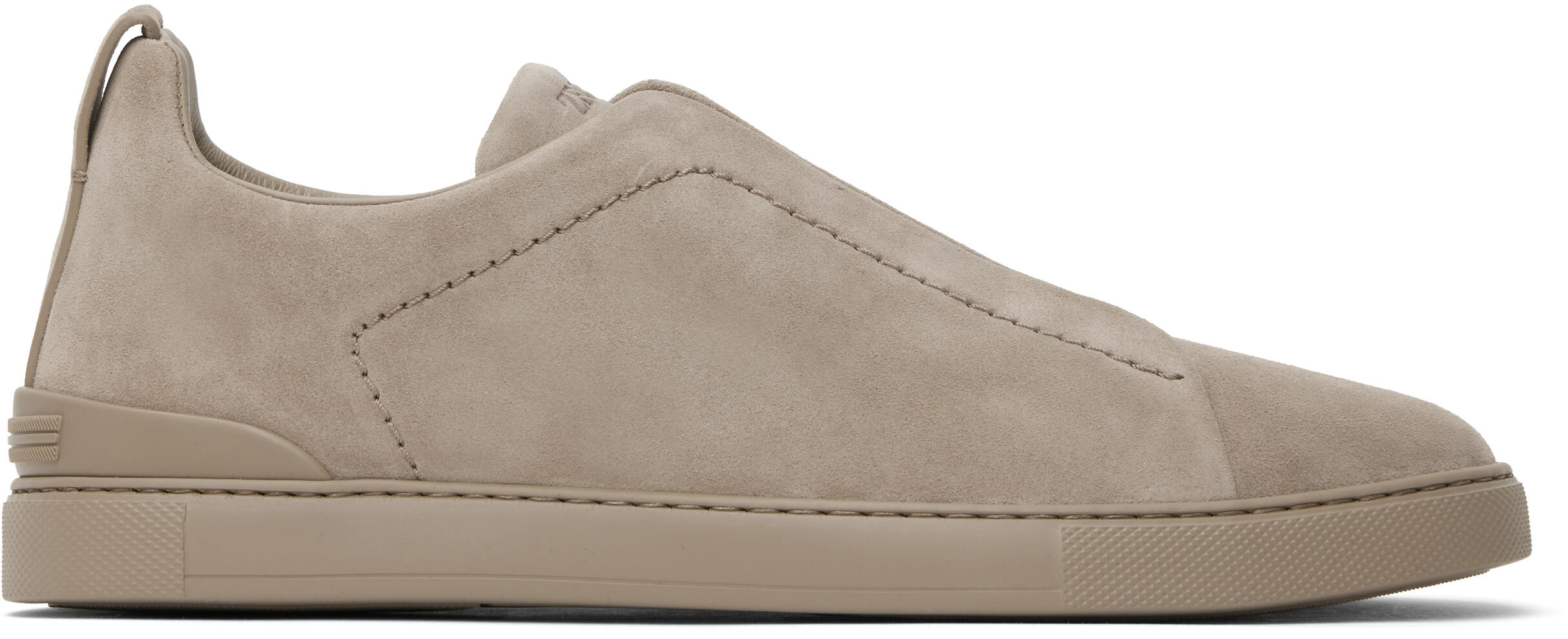 ZEGNA Taupe Suede Triple Stitch Sneakers Cover