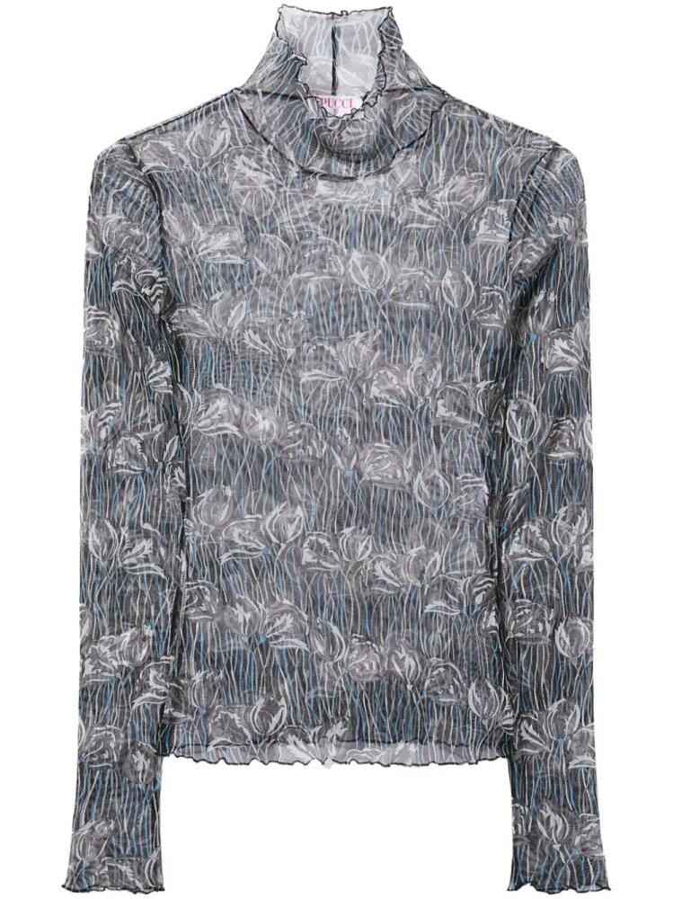 PUCCI floral-print semi-sheer top - Grey Cover