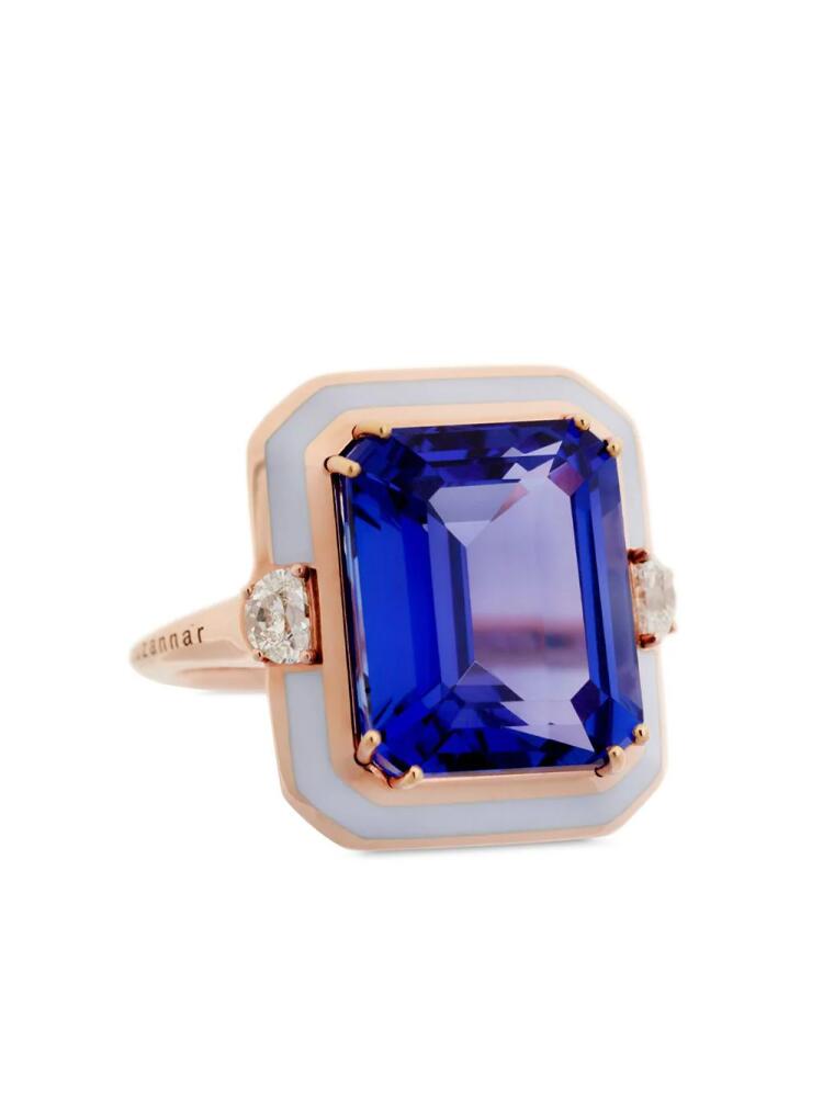 Selim Mouzannar 18kt rose gold, diamond, tanzanite and lilac enamel ring - Pink Cover