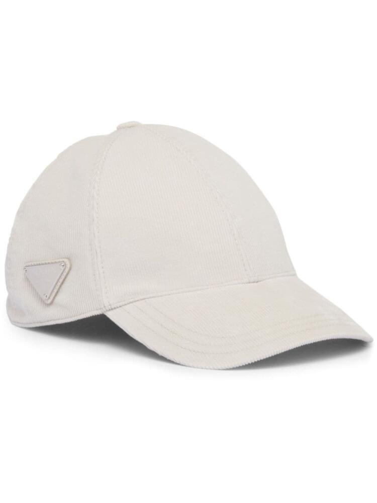 Prada triangle-logo corduroy baseball cap - Neutrals Cover