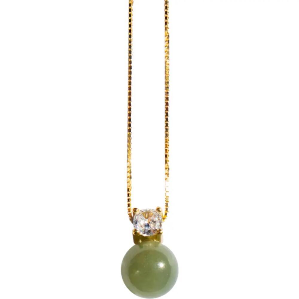 seree Esther Green jade and zircon necklace in Light Green Cover