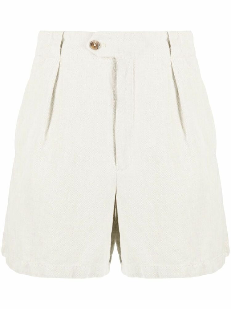 Closed high-waisted organic-cotton shorts - Neutrals Cover