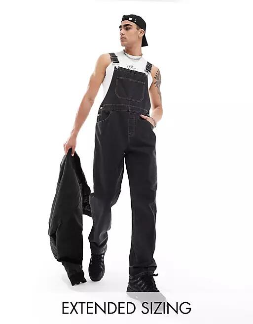 ASOS DESIGN denim overalls in black Cover