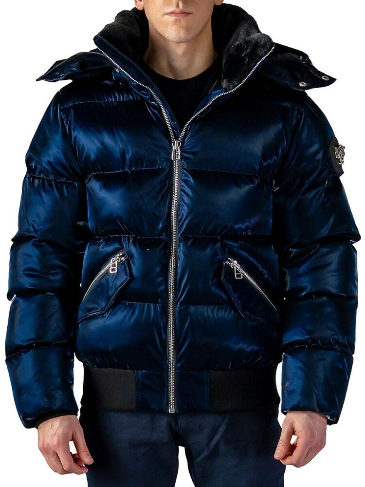 Woodpecker Men's Woody Regular Fit Faux Fur Trim Puffer Jacket - Navy Cover