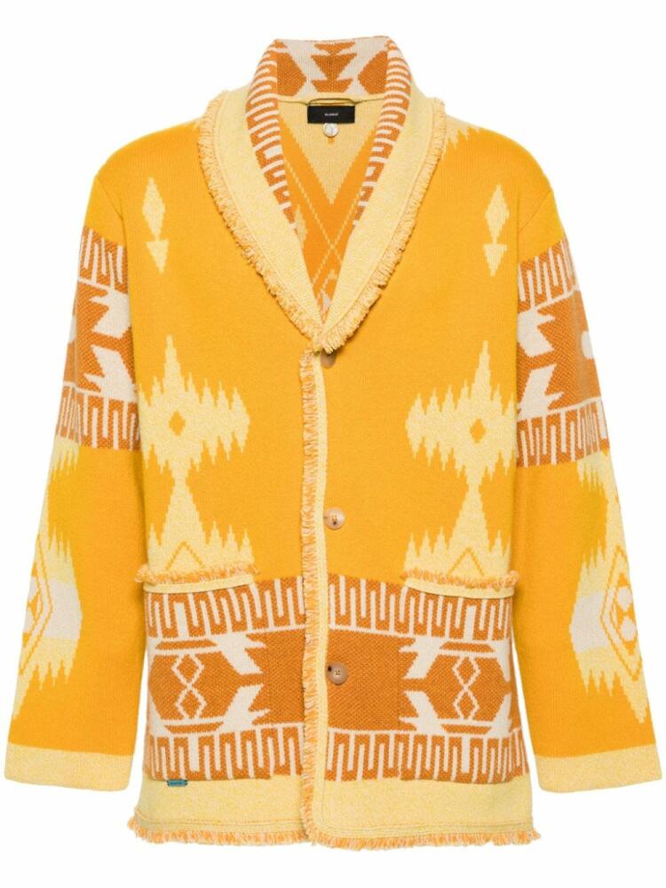 Alanui Icon pattern-jacquard cardigan - Yellow Cover