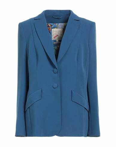 Maison Common Woman Blazer Blue Triacetate, Polyester Cover