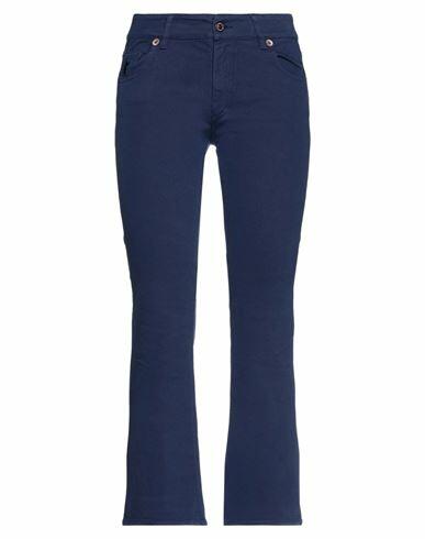 Avantgar Denim By European Culture Woman Pants Navy blue Cotton, Polyester, Rubber Cover